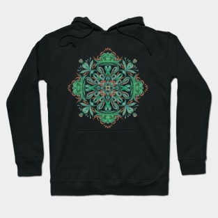 Ornamental decoration in green and red, boho Hoodie